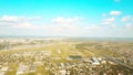 Travelling aerial shot of Warsaw international airport, Poland Royalty Free Stock Photo