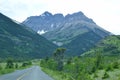 Travelling along the road to Mount Blakiston at Waterton Lakes National Park Royalty Free Stock Photo