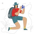 People character travelling with camera vector illustration Royalty Free Stock Photo