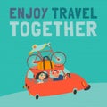 Family together travelling by car Royalty Free Stock Photo