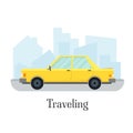 Travelling Car Taxi Transportation Service. Vector Royalty Free Stock Photo