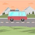 travelling composition with the car summer holidays EPS10 Royalty Free Stock Photo