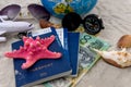 Travelling concept with australian dollar, passport and globe Royalty Free Stock Photo