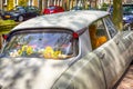 Travelling Through the Europe. Old Fashioned Retro Car with Flowers Royalty Free Stock Photo