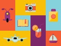 Travelling icons set in cartoon style for design poster Royalty Free Stock Photo