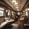 Travelling inside a luxurious vintage train Royalty Free Stock Photo