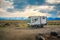 Travelling with Mobile motor home RV campervan Royalty Free Stock Photo