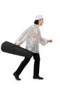 The travelling musician  on white Royalty Free Stock Photo