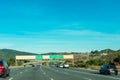 Travelling northbound on scenic highway 280 and approaching intersection with highway 92 Royalty Free Stock Photo