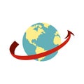 Travelling by plane around the world icon