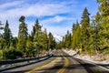 Travelling on the shoreline of Lake Tahoe on a winter day Royalty Free Stock Photo