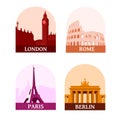 Travelling sights of the famous european cities: London, Paris, Berlin and Rome
