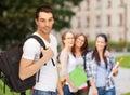 Travelling student with backpack Royalty Free Stock Photo