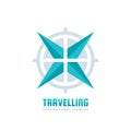 Travelling - vector business logo template concept illustration. Abstract rose of wind and target symbol. Travel agency adventure. Royalty Free Stock Photo