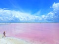 She that travels far knows much. Salt lagoon in Las Coloradas Yucatan Mexico.