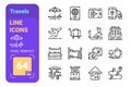 Travels line icons set