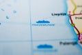 TravemÃÂ¼nde ferry destination indicated on ocean map.. Royalty Free Stock Photo