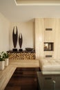 Travertine house: Details in living room Royalty Free Stock Photo
