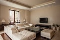 Travertine house: Living room with sofa