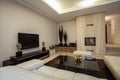 Travertine house: Spacious living room Royalty Free Stock Photo