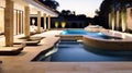 Travertine pool and spa Royalty Free Stock Photo