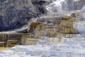 Travertine terraces, Mammoth hot springs, Yellowstone National Park, Wyoming Royalty Free Stock Photo