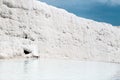 The travertines of calcium. Turkish resort, the unique thermal water rich in calcium. Pammukale Royalty Free Stock Photo