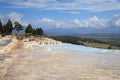 Travertines, nature wonder in Pamukkale, Turkey Royalty Free Stock Photo