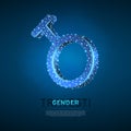 Travesti gender symbol. Wireframe digital 3d illustration. Low poly people identity Abstract Vector polygonal neon LGBT Royalty Free Stock Photo