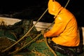 Trawl master repairs fishing trawl