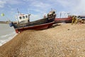 Trawler beaching in Hastings, East Sussex, England