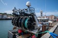 Trawler with fish nets at the port Royalty Free Stock Photo