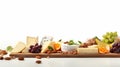 A tray of assorted cheeses, paired with dried fruits and nuts. Royalty Free Stock Photo