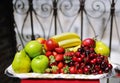 Tray of assorted delicious fresh fruit Royalty Free Stock Photo