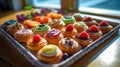 Colorful Pastries on White Tablecloth in French Patisserie