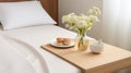 Tray On Bed: Soft Tonal Shifts And Natural Simplicity Royalty Free Stock Photo