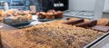 Tray of brownies in a bakery