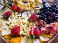 Tray with cheese, olives, grapes, ham and cold cuts for events Royalty Free Stock Photo