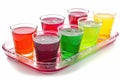 tray of colorful cocktails on white background Royalty Free Stock Photo