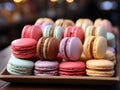 A Tray of Colorful Macarons - French Delicacy in a Pastry Shop AI Generated