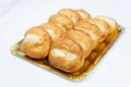 Tray of delicious and tasty milk buns Royalty Free Stock Photo
