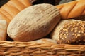 Tray with different freshly baked breads