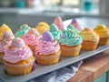Colorful Easter Cupcakes on Kitchen Counter