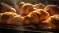 Freshly Baked Croissants Cooling on a Wire Rack