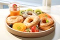 A tray of freshly baked bagels. Ai Generated.NO.04