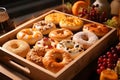 A tray of freshly baked bagels. Ai Generated.NO.02