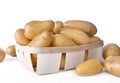 Tray full of fresh potatoes on white background Royalty Free Stock Photo