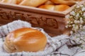 A tray of homemade traditional buns Royalty Free Stock Photo