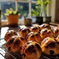 a tray of hot cross buns