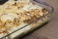 Tray with lasagna fresh from the oven Royalty Free Stock Photo